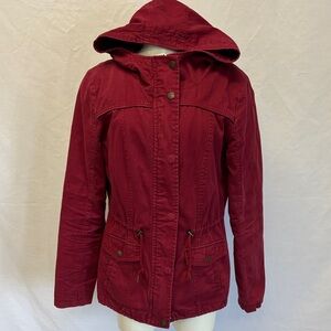 Chic Maroon Hooded Utility Jacket
